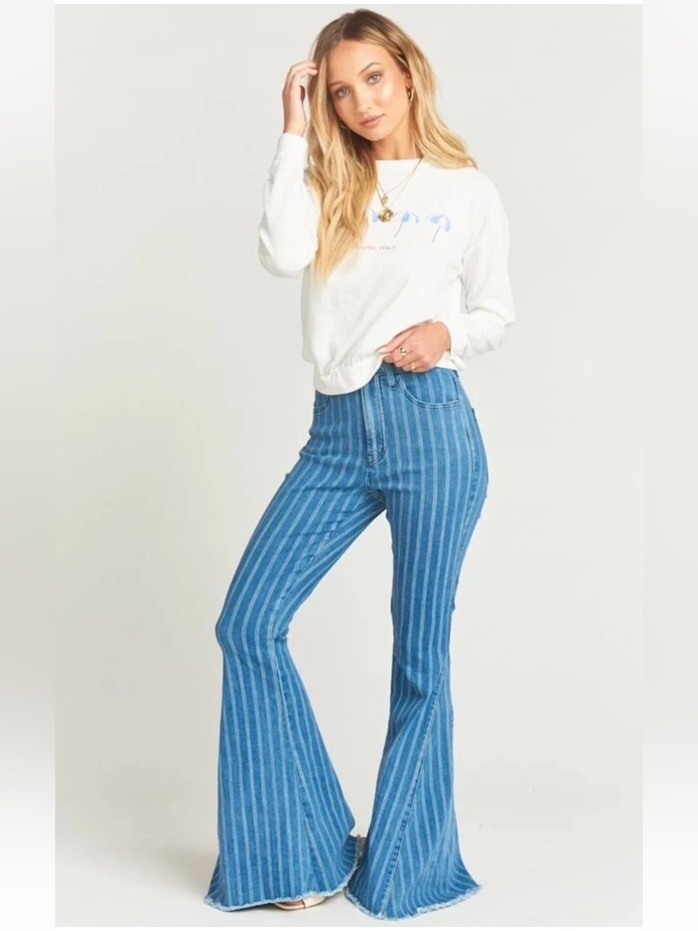 SHOW ME YOUR MUMU ‘Berkeley’ Fountain Stripe High-Rise Ultra Flare Jeans